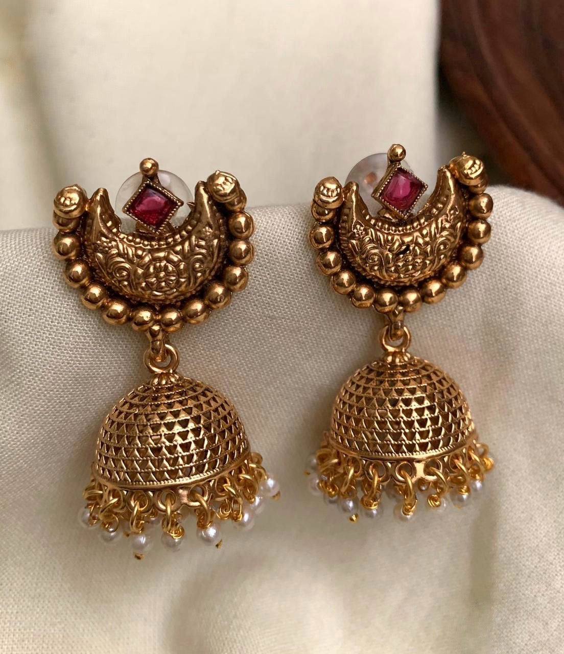 Ruby Crescent Jhumka