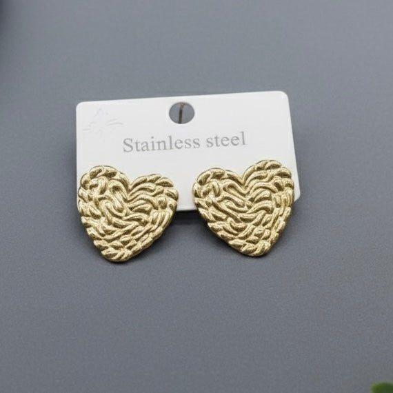 Textured Heart Earring Anti Tarnish