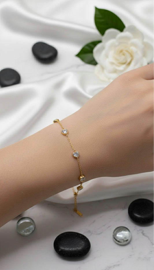 Love Heart Charm Bracelet Anti Tarnish