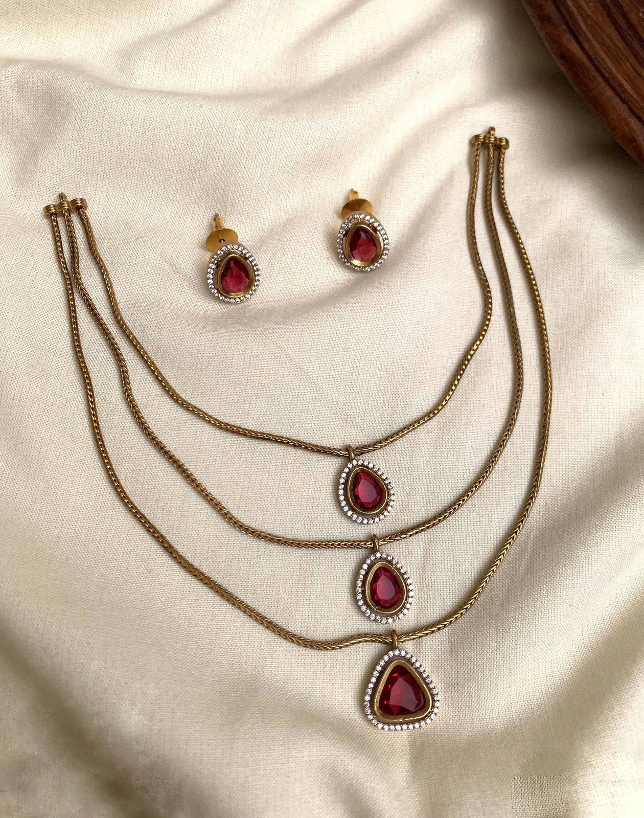 Ruby Teardrop Layer Necklace