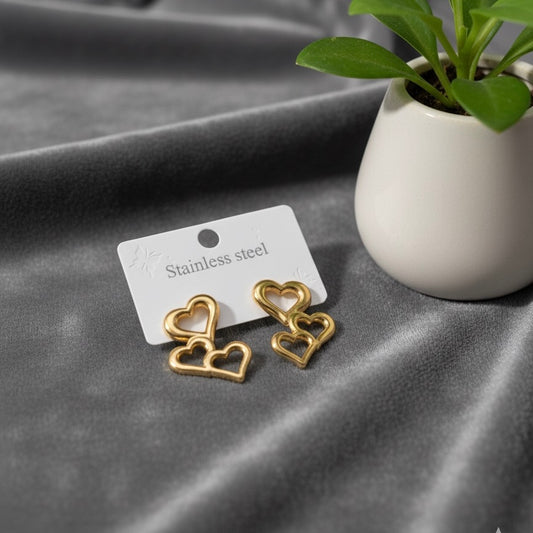 Triple Heart Earring Anti Tarnish