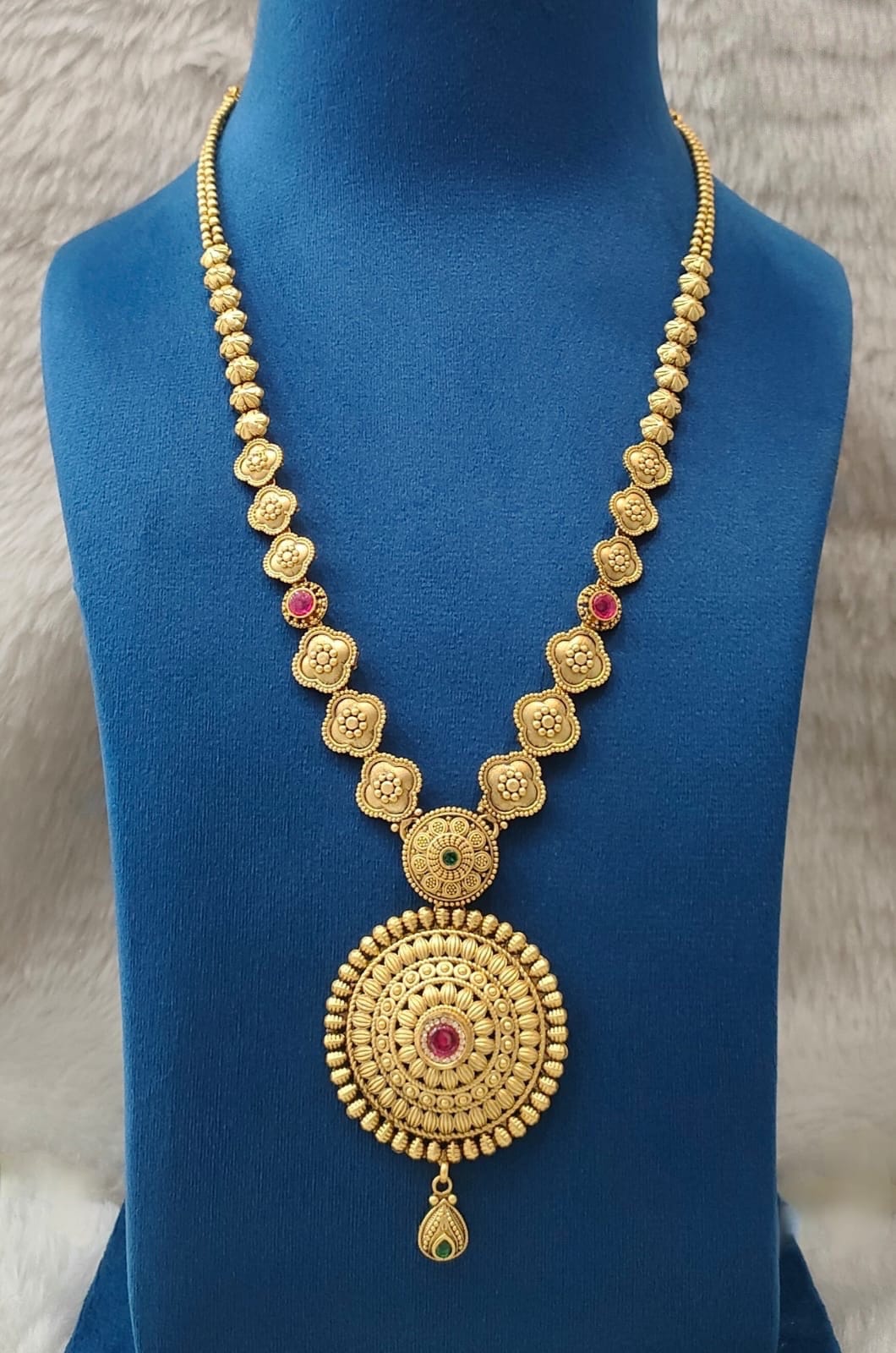 Antique Medallion Pendant Long Necklace