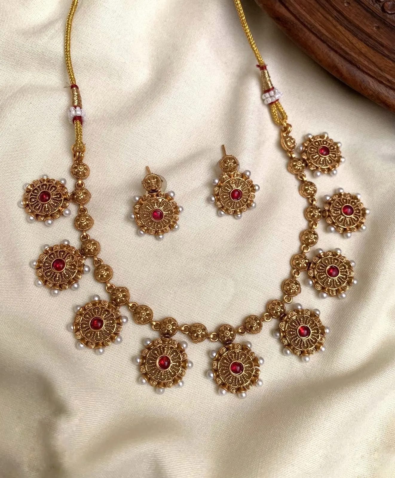 Ruby Coin Necklace Set
