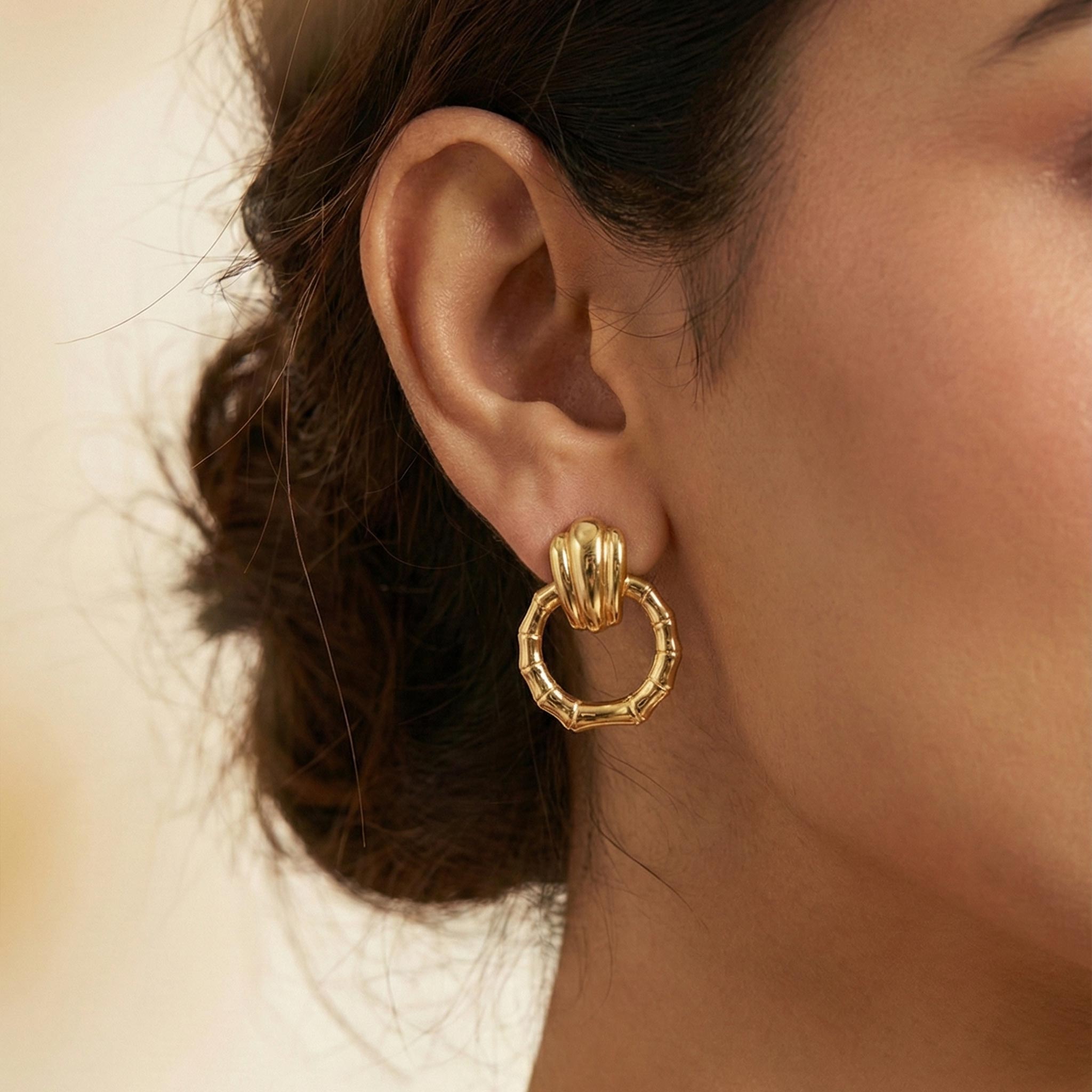 Selection of long lasting anti-tarnish gold earrings designed for daily wear.