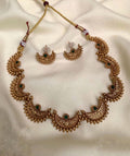 Crescent Moon Necklace Set - Green