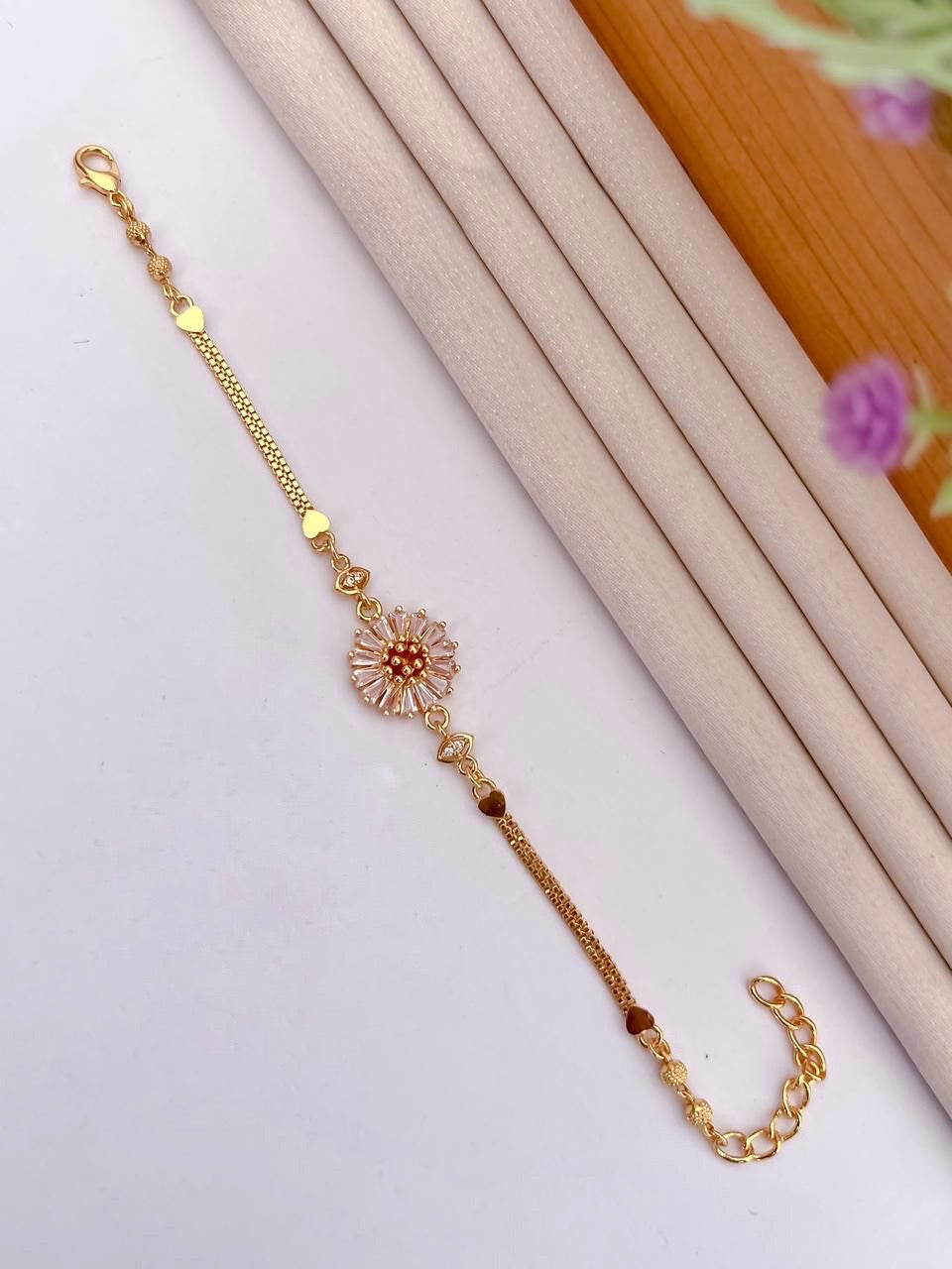 A.D Diamond Golden Bracelet