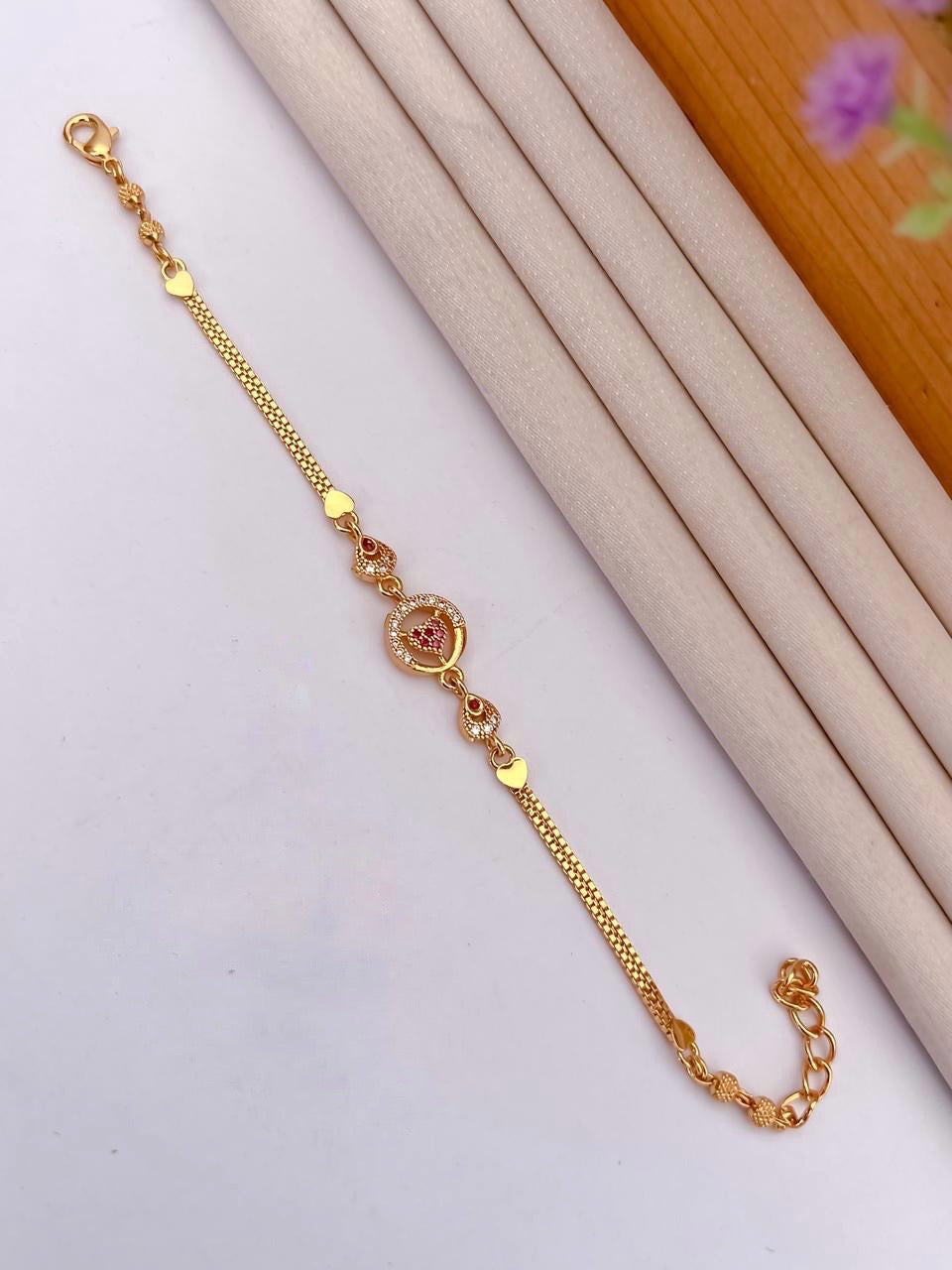 A.D Diamond Golden Bracelet