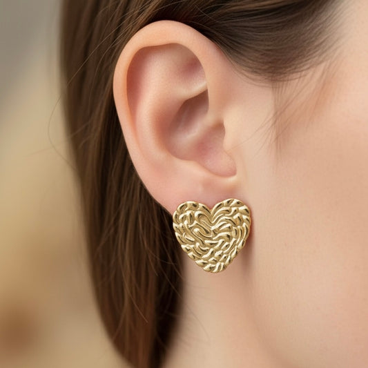 Textured Heart Earring Anti Tarnish