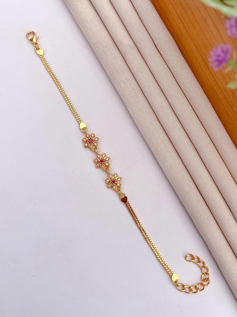 A.D Diamond Golden Bracelet