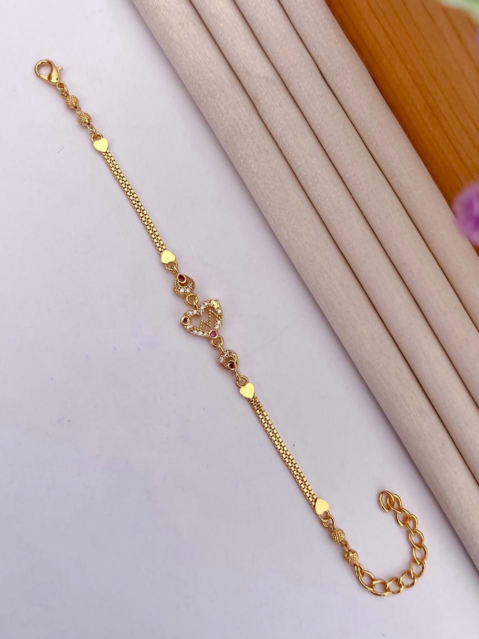 A.D Diamond Golden Bracelet