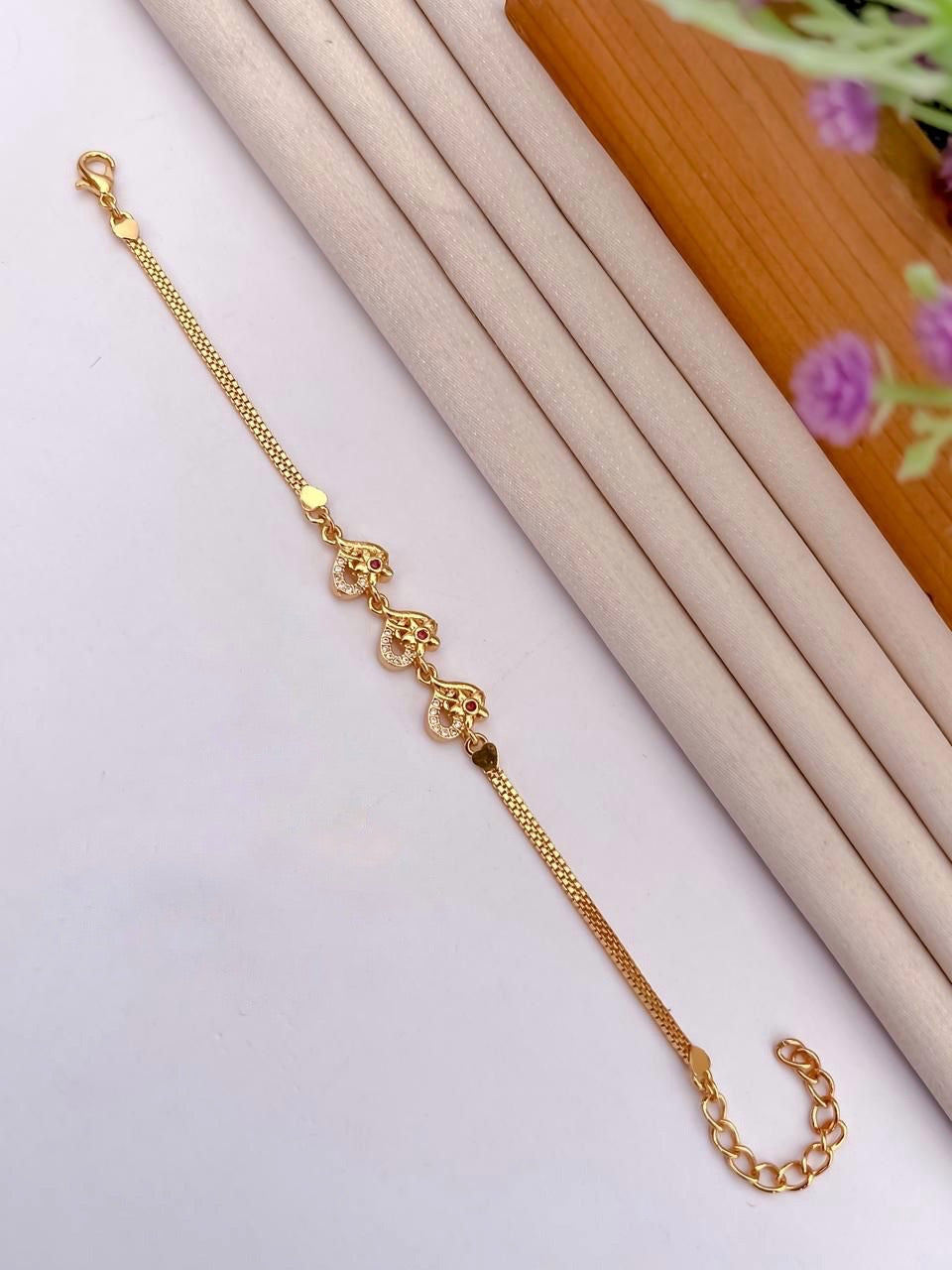 A.D Diamond Golden Bracelet