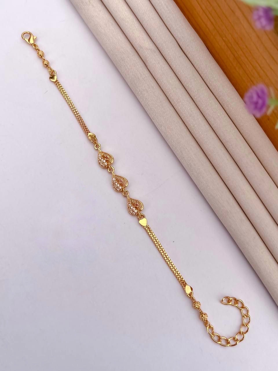 A.D Diamond Golden Bracelet