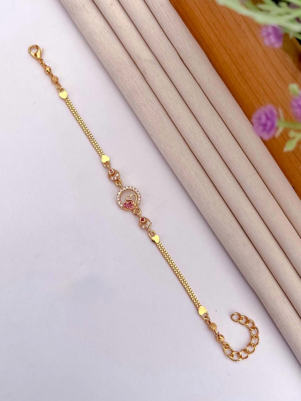 A.D Diamond Golden Bracelet