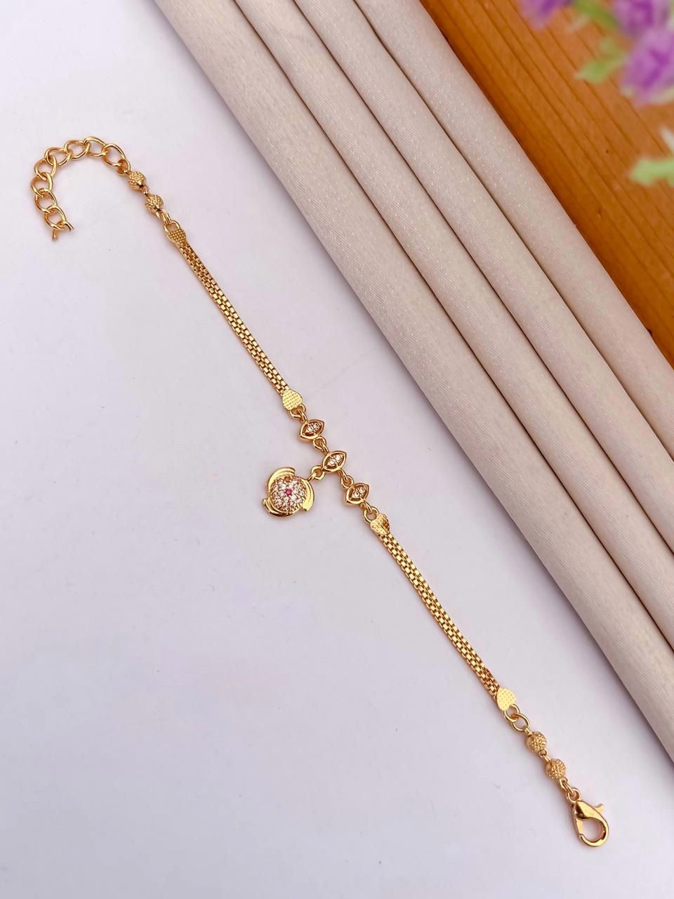 A.D Diamond Golden Bracelet