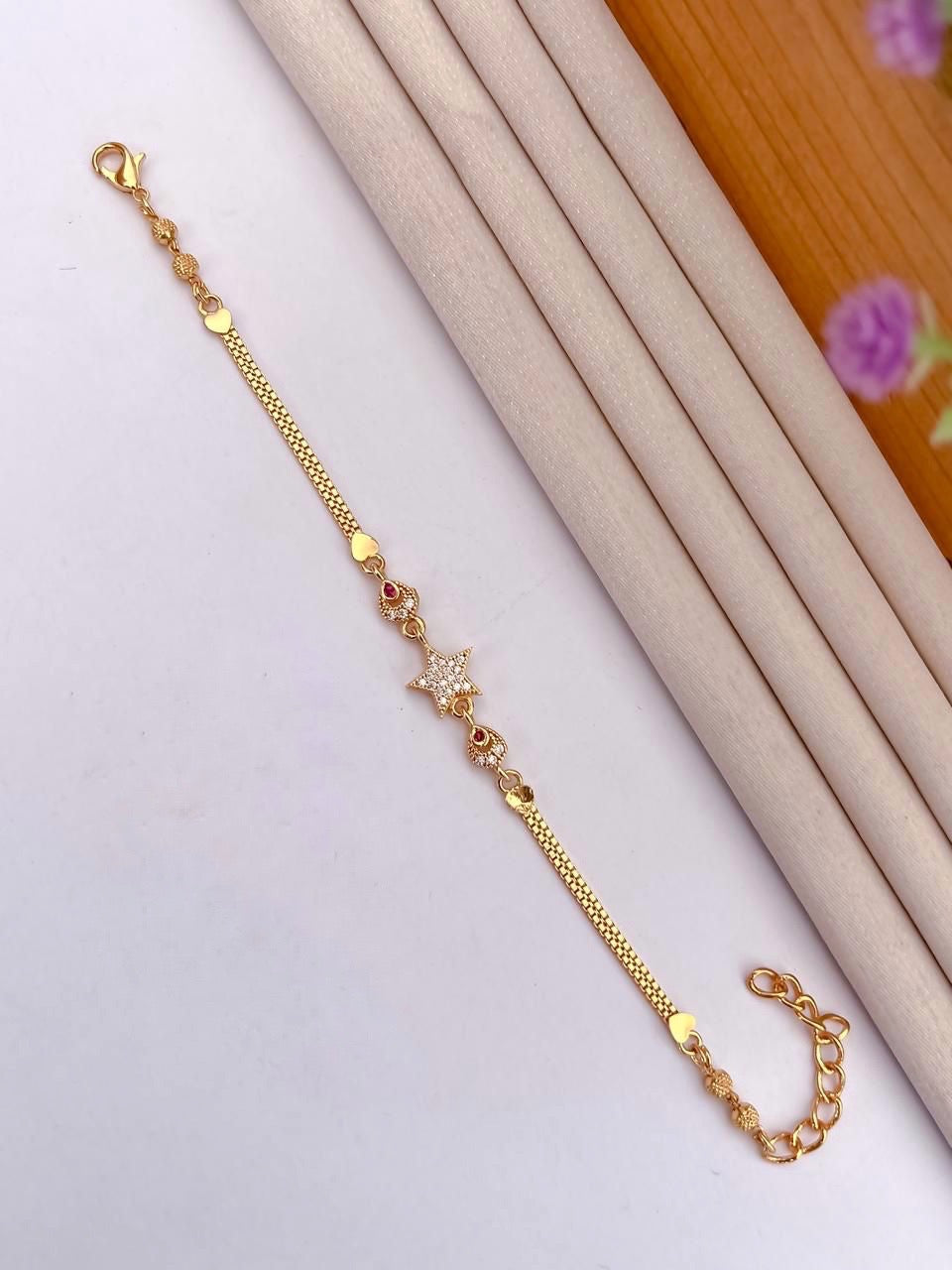 A.D Diamond Golden Bracelet