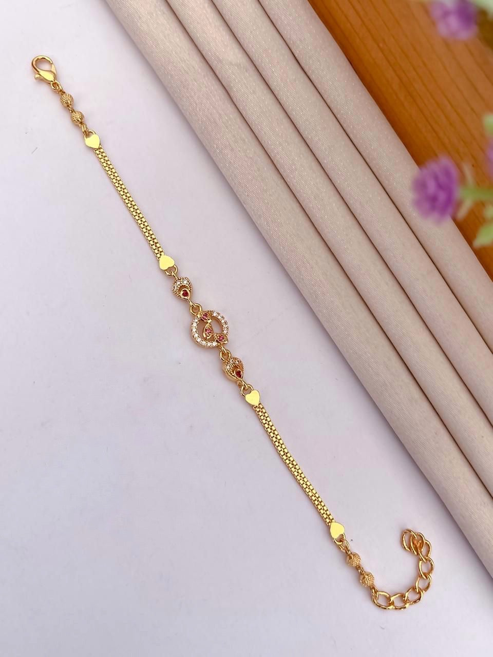 A.D Diamond Golden Bracelet