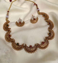 Crescent Moon Necklace Set - Ruby Green