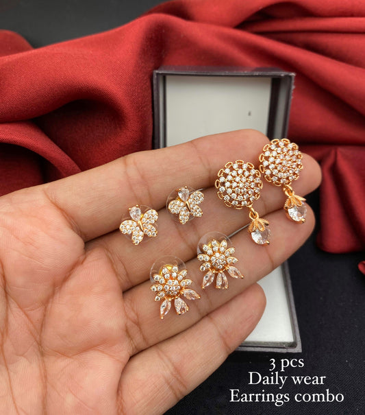 3 pieces Daily Wear Earrings Combo