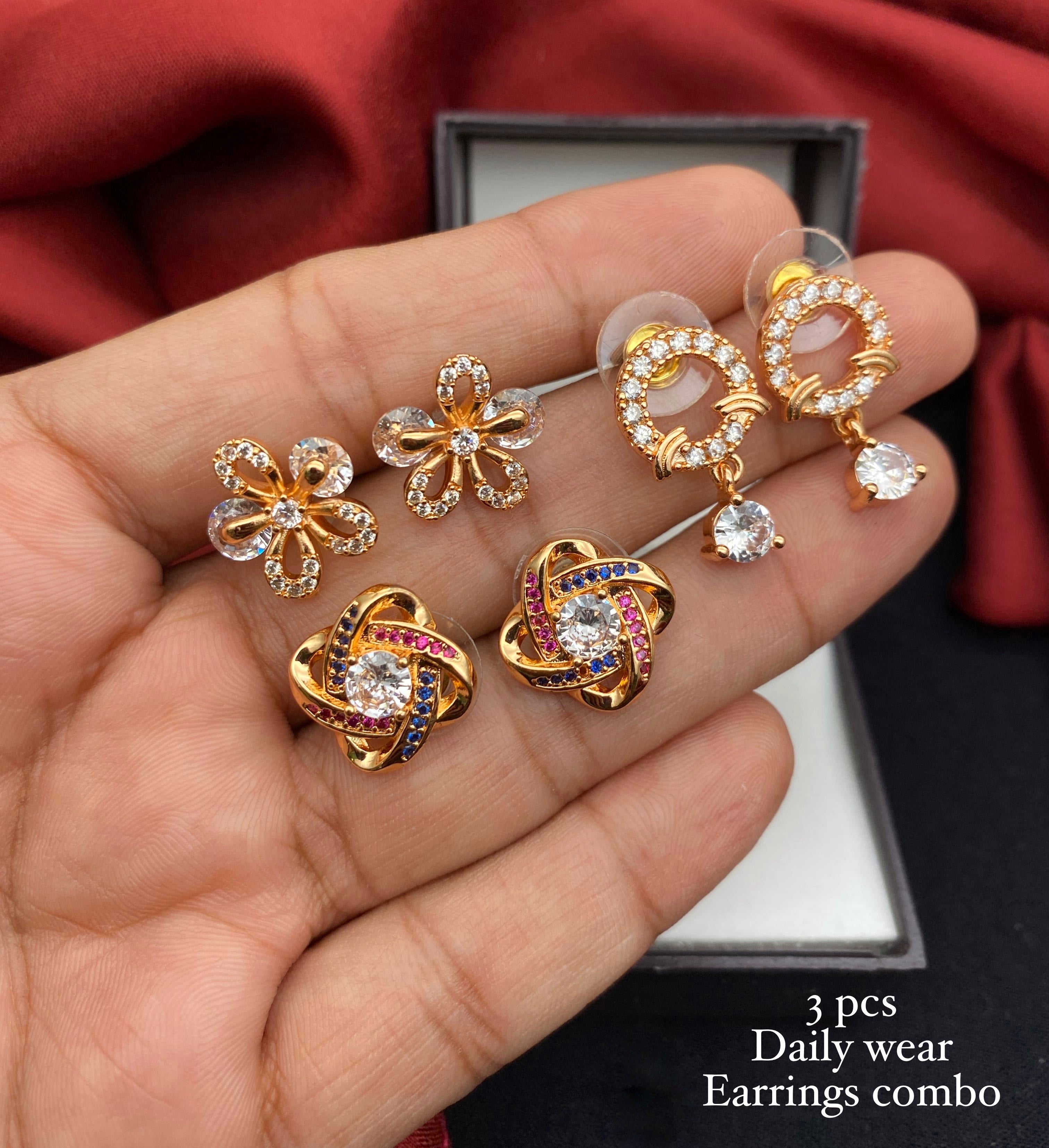 3 pieces Daily Wear Earrings Combo