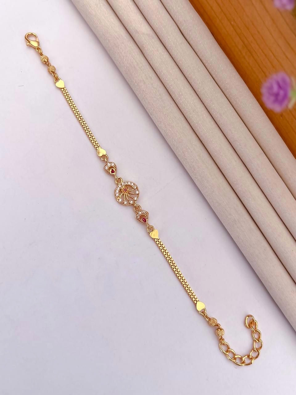 A.D Diamond Golden Bracelet