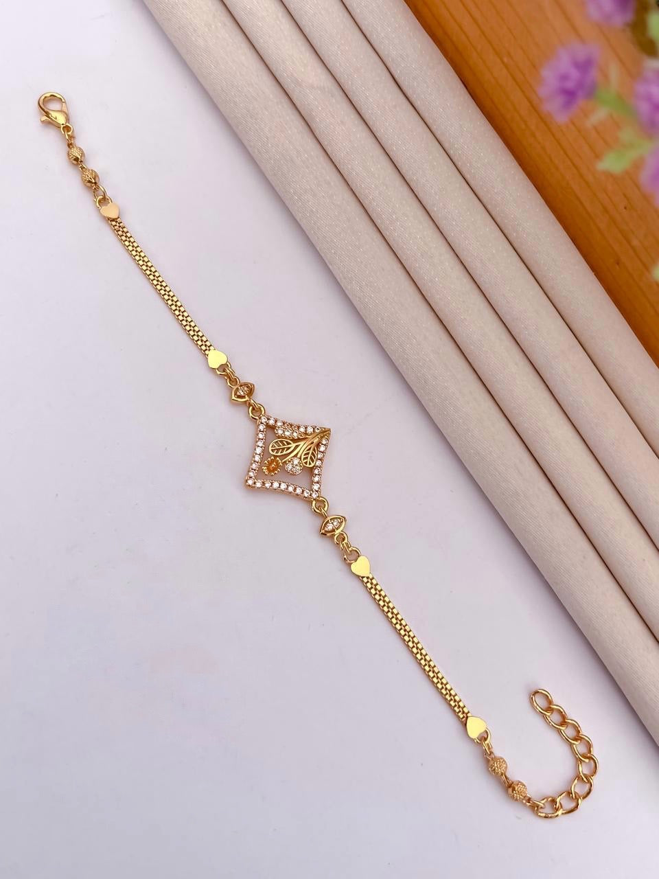 A.D Diamond Golden Bracelet