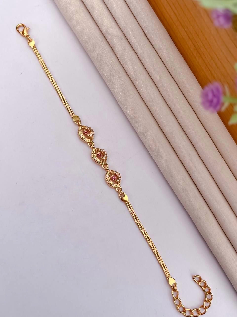 A.D Diamond Golden Bracelet