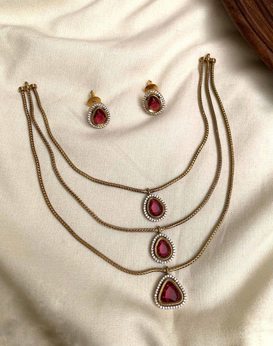 Ruby Teardrop Layer Necklace