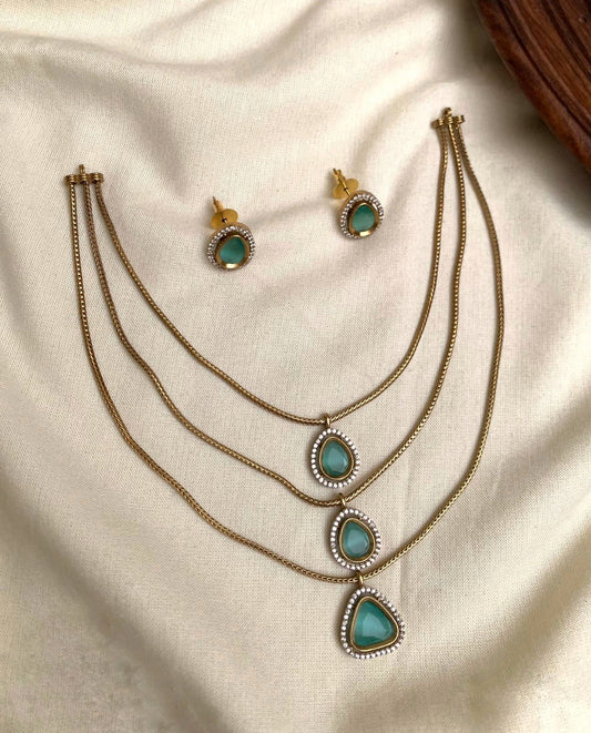 Emerald Teardrop Layer Necklace