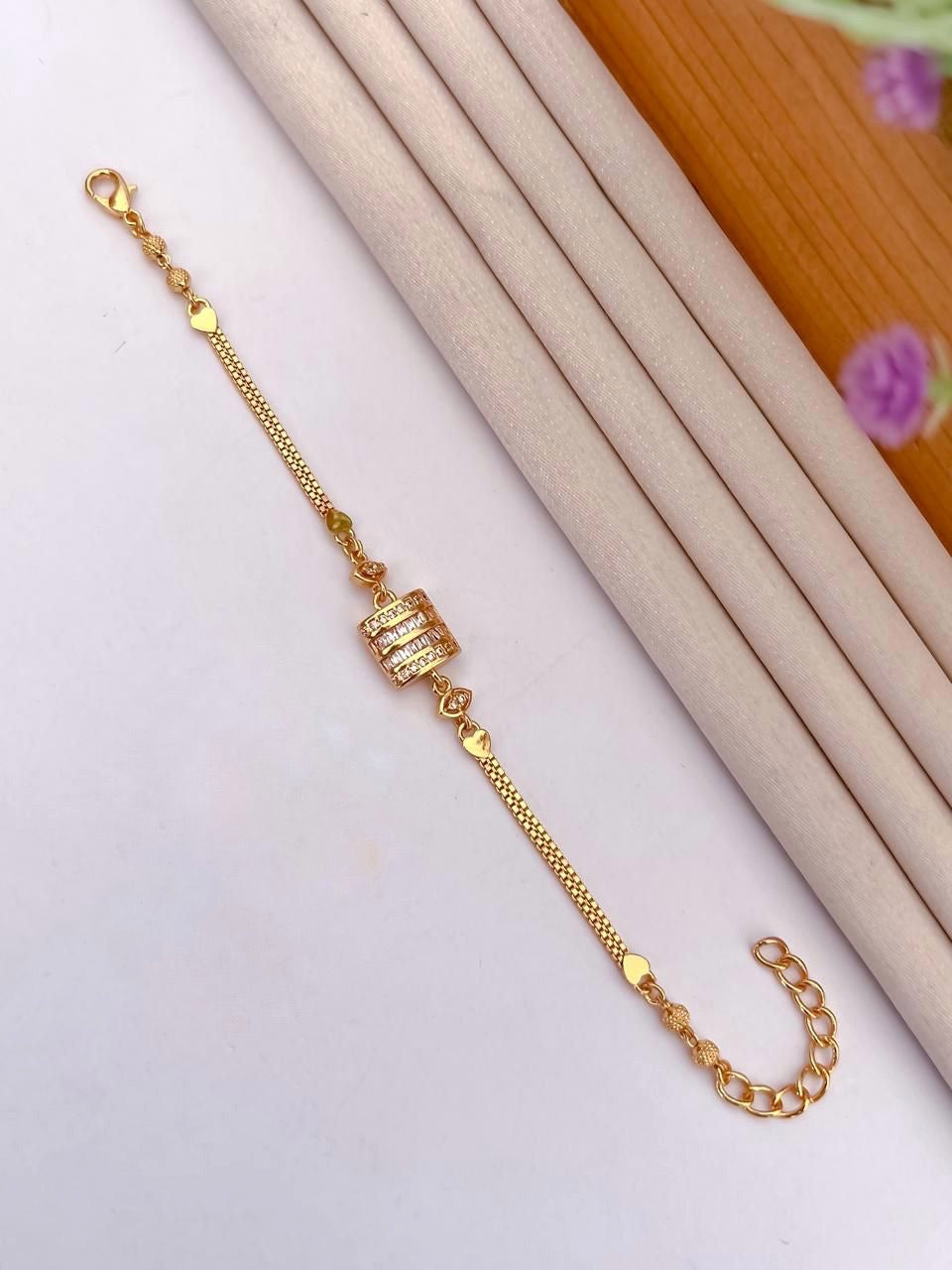 A.D Diamond Golden Bracelet