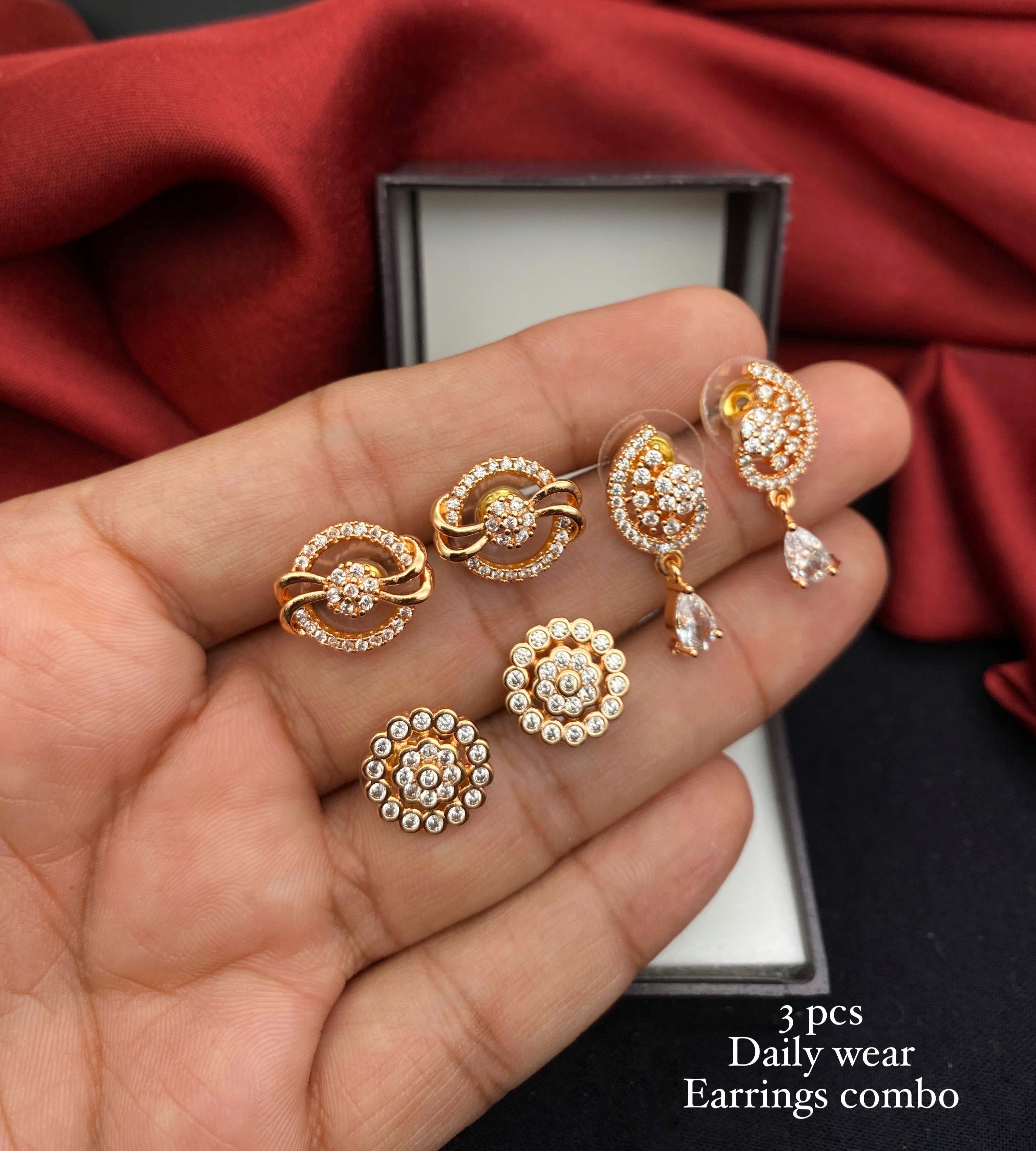 3 pieces Daily Wear Earrings Combo