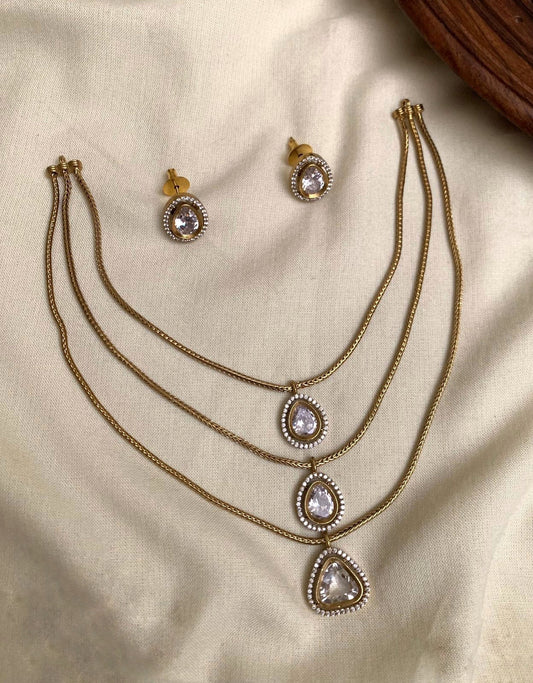 White Teardrop Layer Necklace