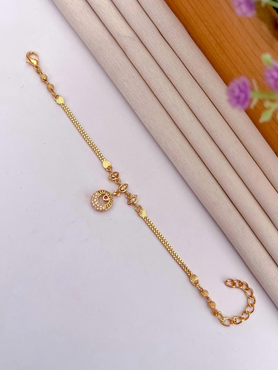 A.D Diamond Golden Bracelet