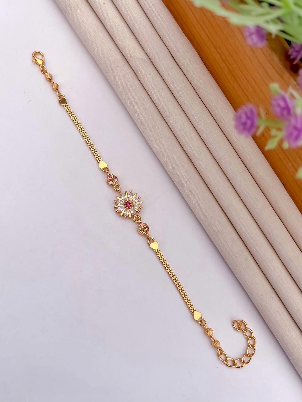 A.D Diamond Golden Bracelet