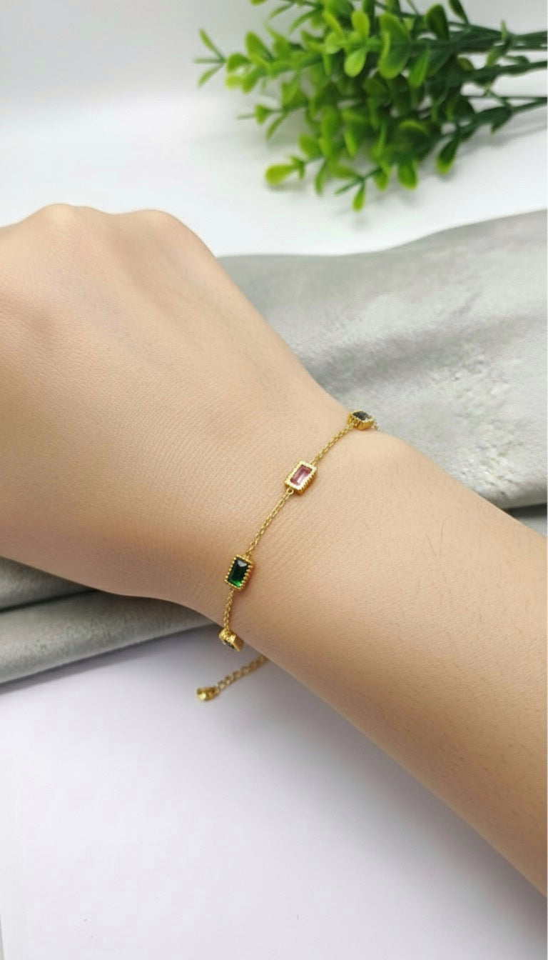 Multi-Color Square Bracelet Anti Tarnish