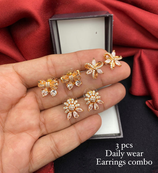 3 pieces Daily Wear Earrings Combo