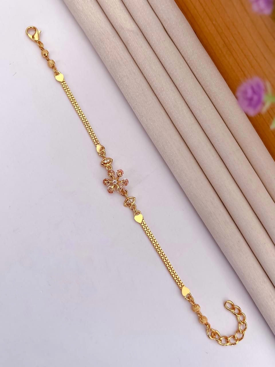 A.D Diamond Golden Bracelet