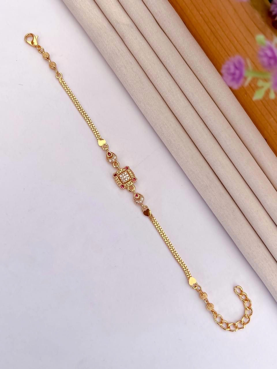 A.D Diamond Golden Bracelet
