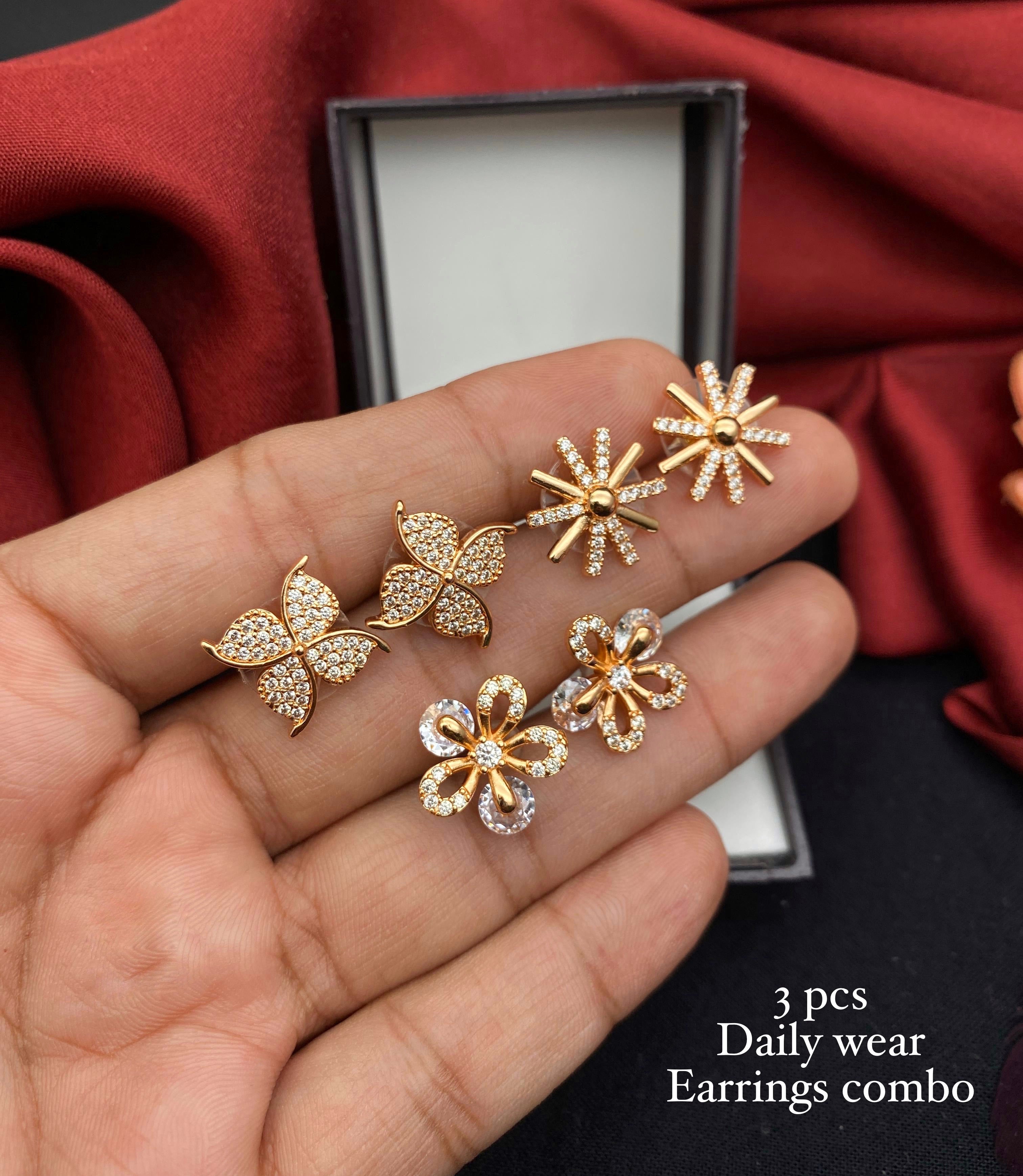 3 pieces Daily Wear Earrings Combo
