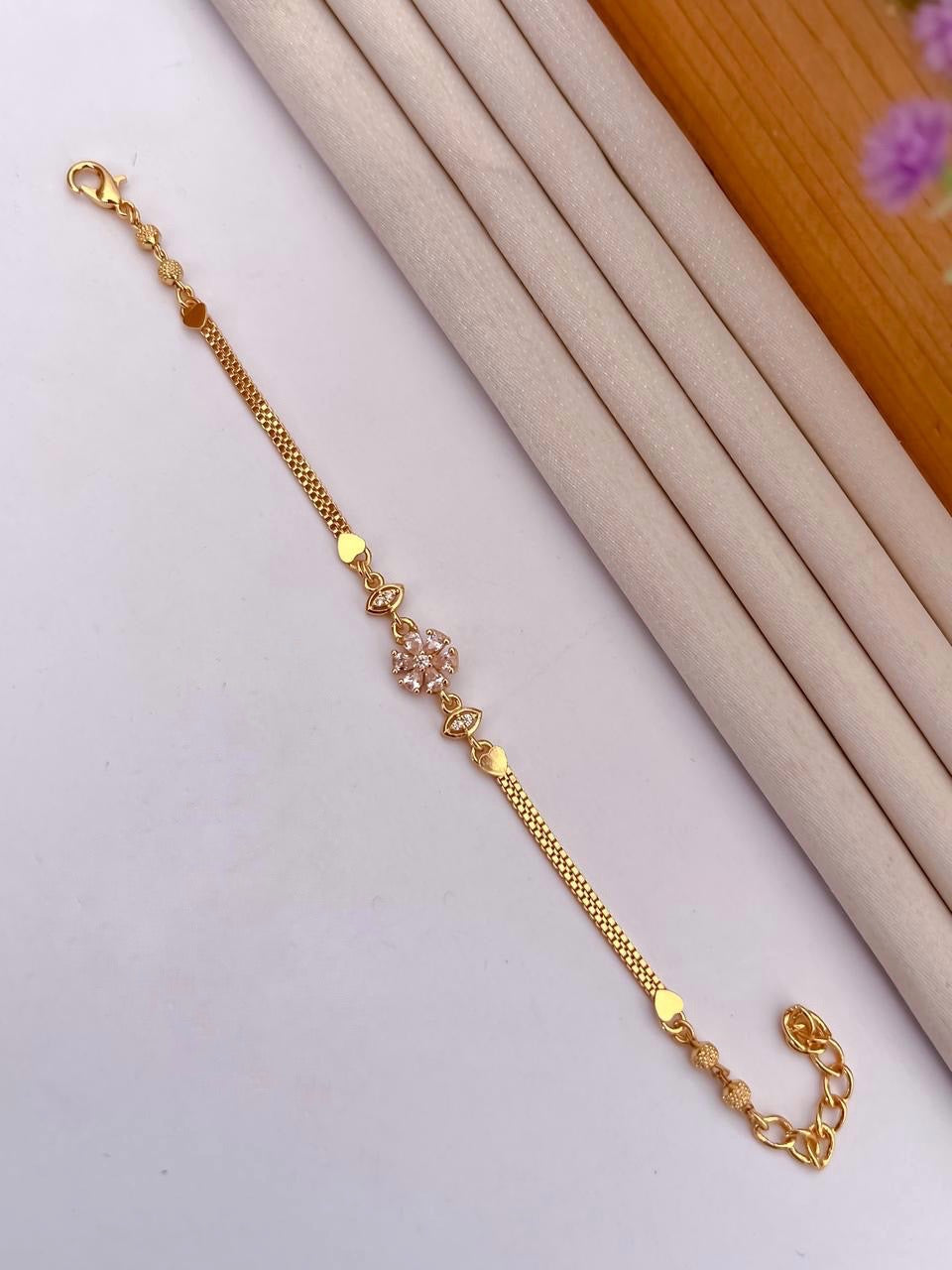A.D Diamond Golden Bracelet