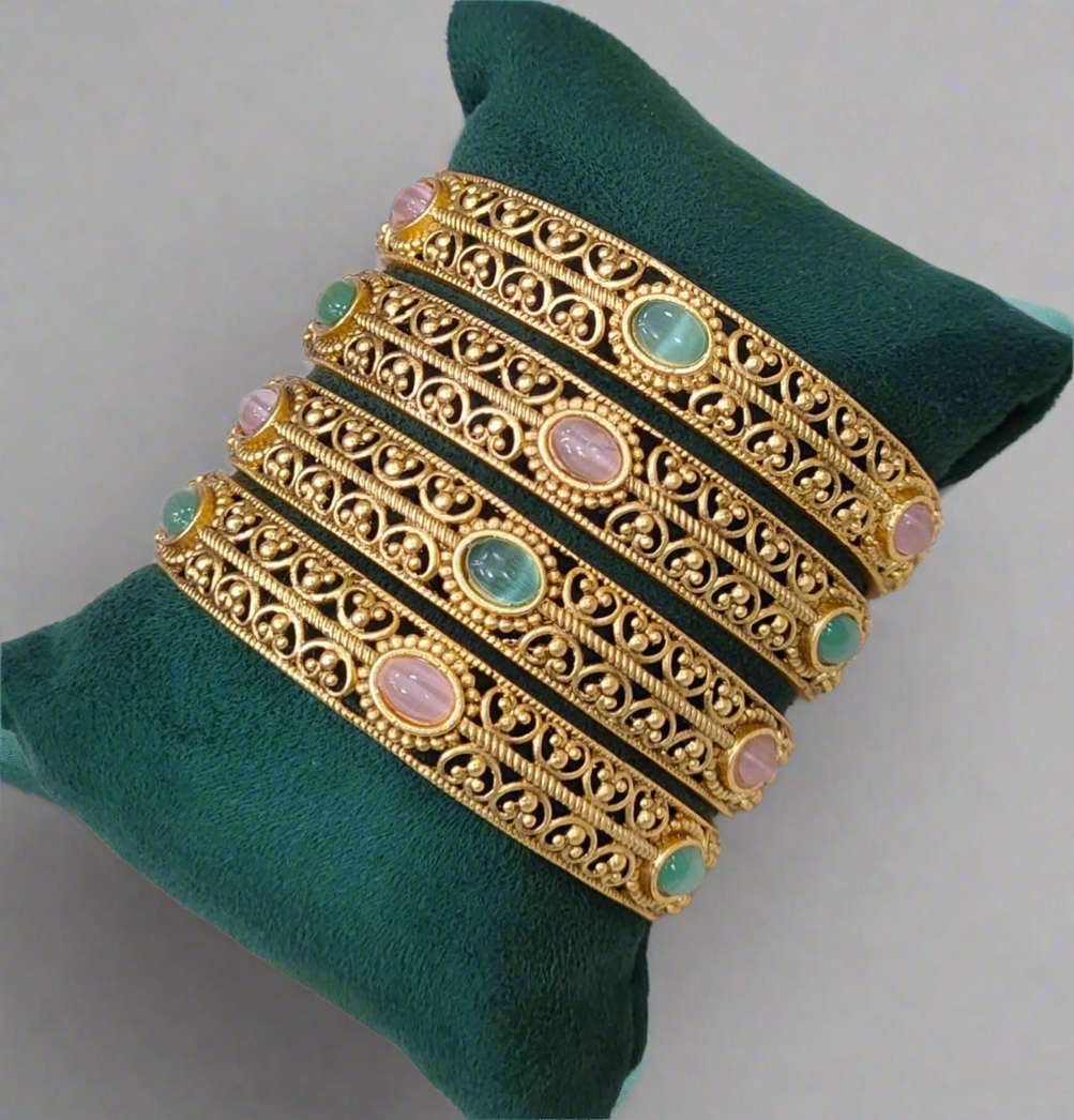 Handcrafted antique bangle set with vintage charm