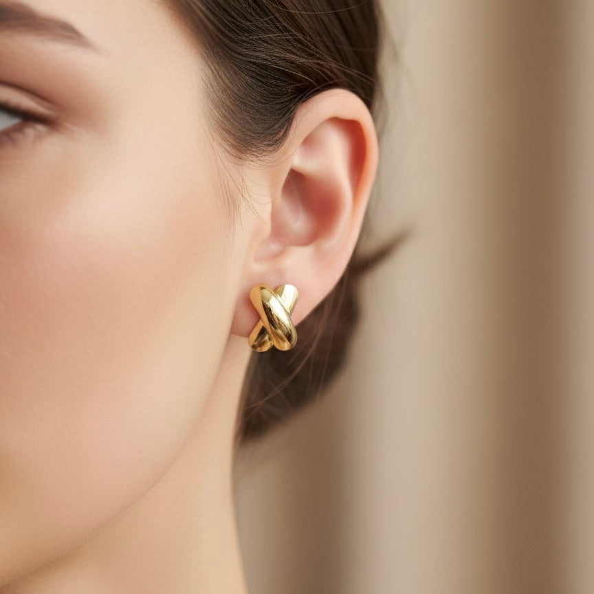 Crossed Hoop Earring Anti Tarnish
