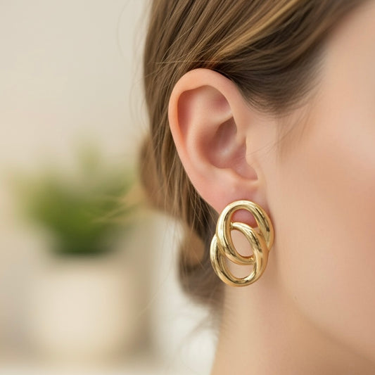 Double Link Dangle Earrings Anti Tarnish