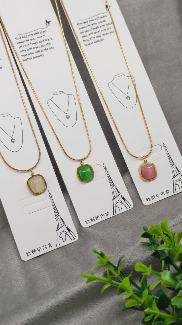 Square Stone Necklaces